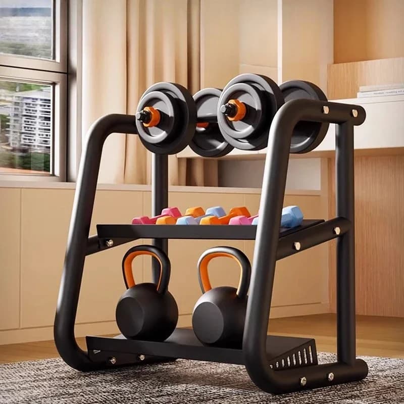 Kettlebell storage bracket with multifunctional handlebars for home use
