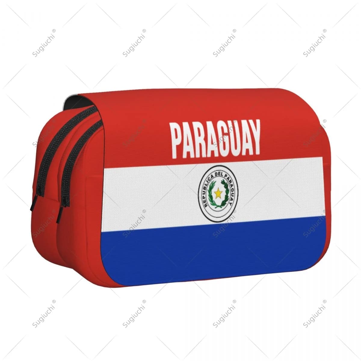 Astuccio per matite Borse per forbici Bandiera del Paraguay 3D Astuccio per penne per cancelleria in tessuto Oxford a doppio strato