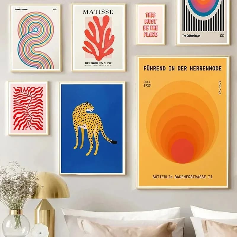 Matisse Abstract Canvas Leopard Colour Block Aesthetic Poster Wall Art Animal Patterns Bedroom Decorative Wall Art