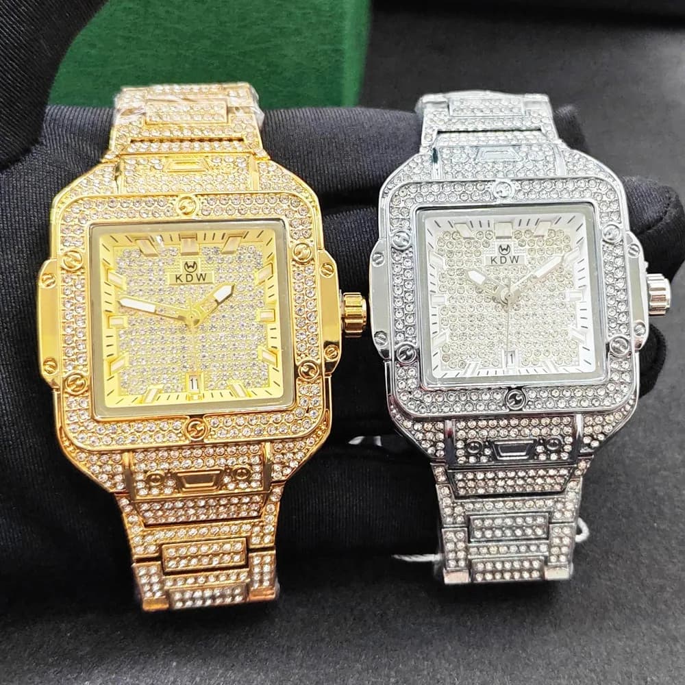 Gioielli di moda Orologi con diamanti Hip Hop Bling Iced Out Orologi al quarzo da donna da uomo Orologio con quadrante quadrato di lusso per donna uomo