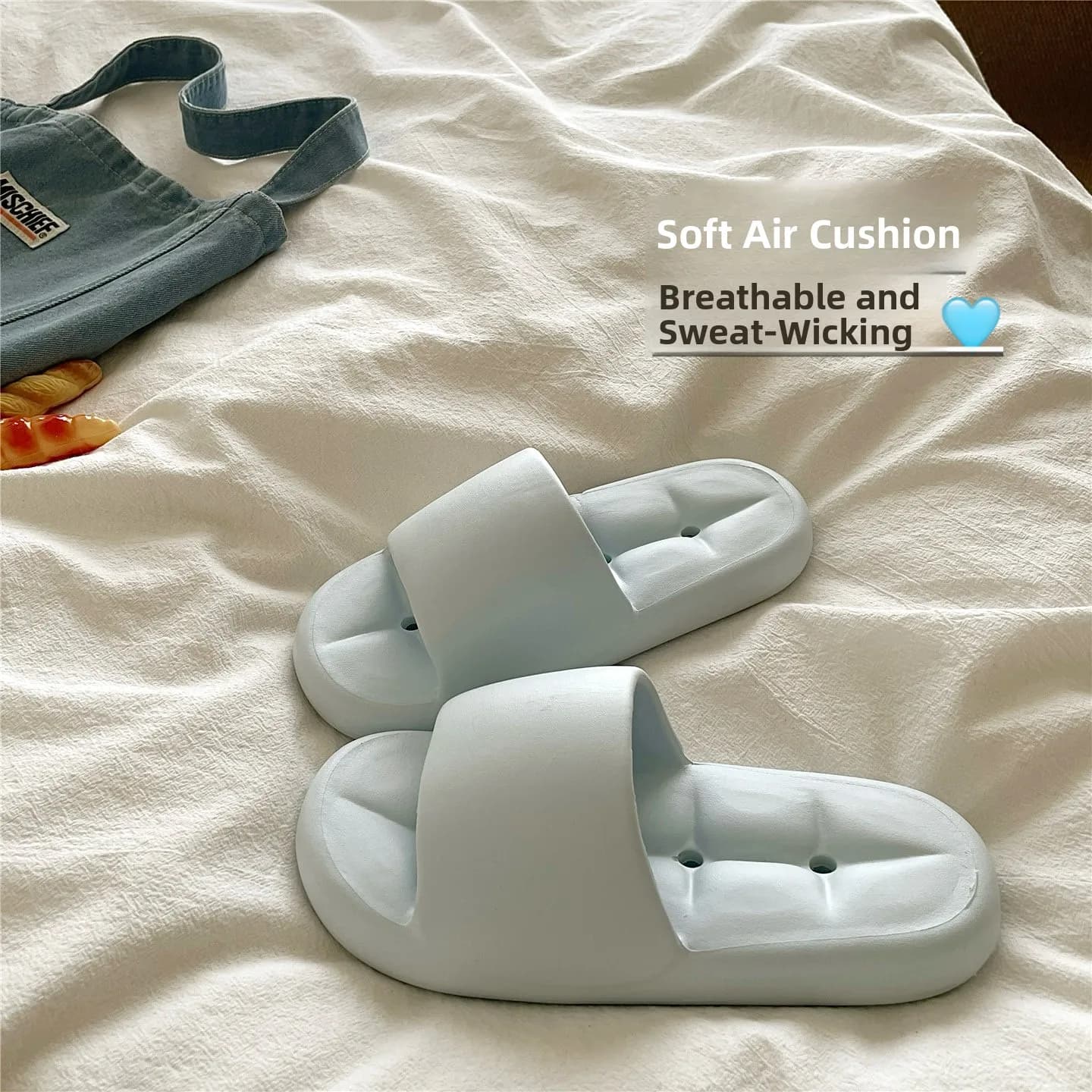 Ciabatte da donna traspiranti per casa e bagno, con fondo spesso, antiscivolo, morbide, per esterni, con punta tonda e tacco piatto