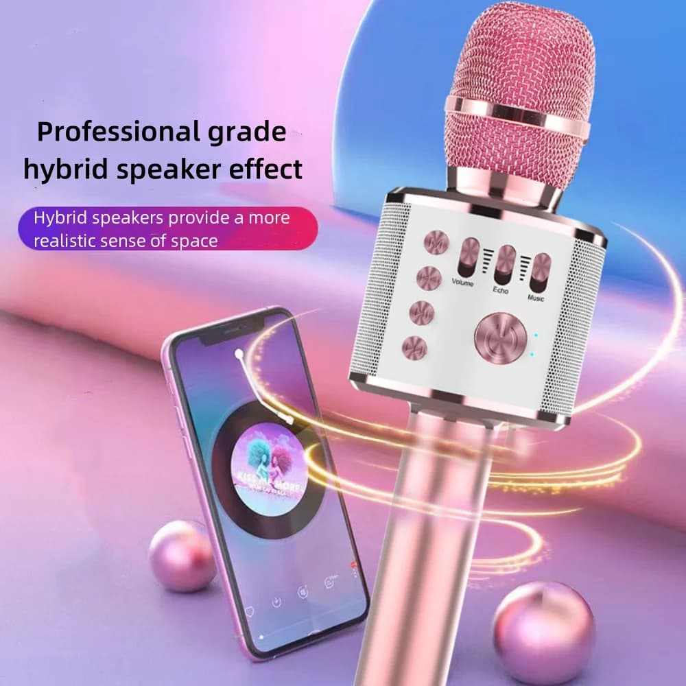 Altoparlante per microfono karaoke Bluetooth wireless portatile per bambini per microfono per macchina da canto per feste in casa, giocattoli divertenti per bambini