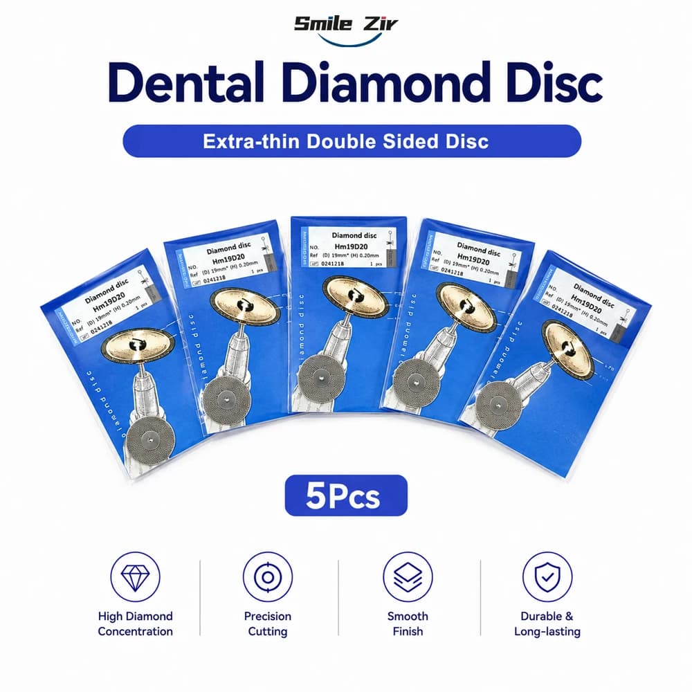 5pcs Dental Diamond Disc Disk Extra-thin Double Sided 0.25mm Thickness Grit Cutting Disc Dental Lab Ceramic Dentist Polisher