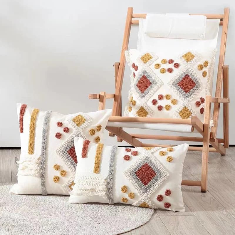 Boho style pillow lining for decorative ivory cushion griffe 45 x4 5cm/30x50cm quilted for living room bedroom sofa bed