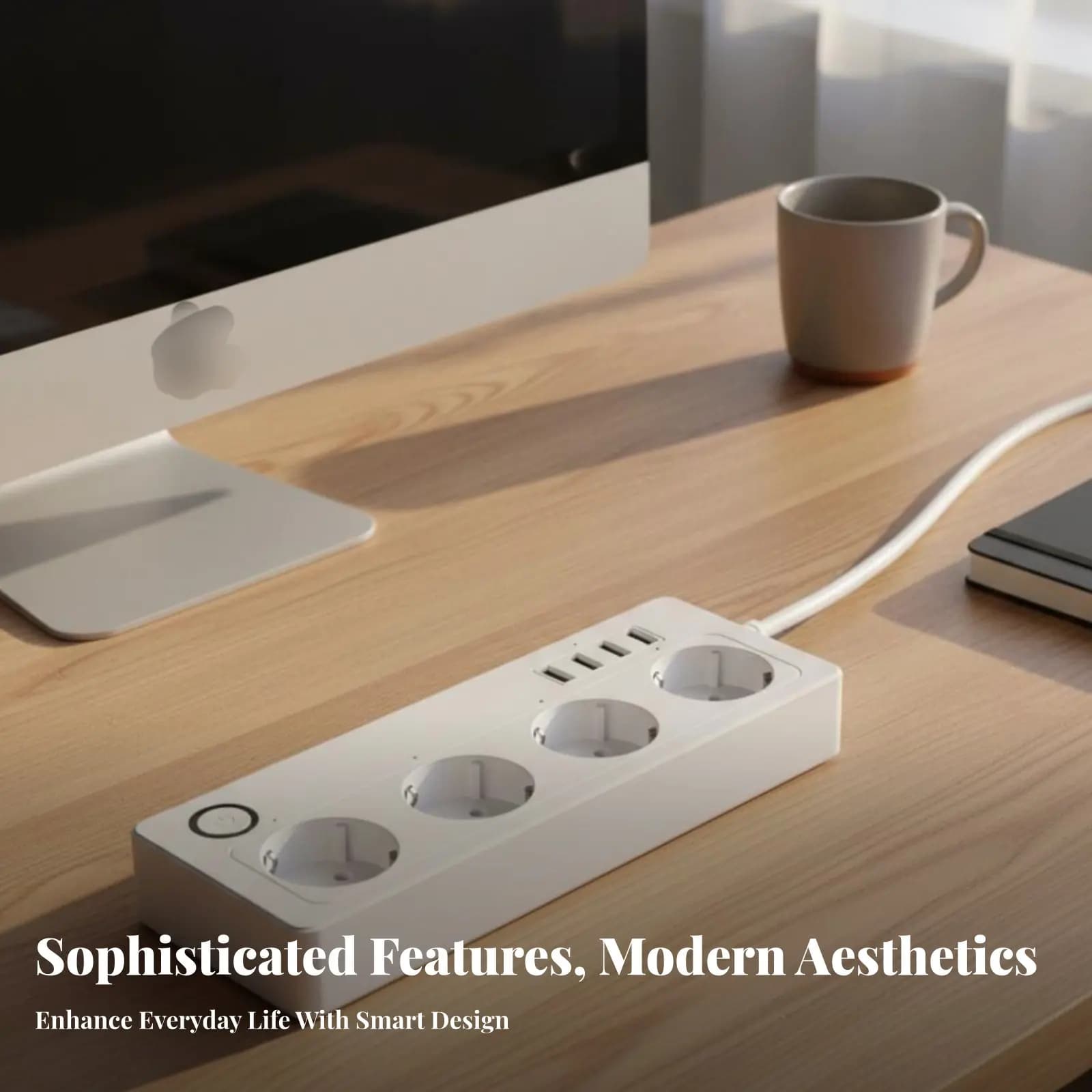 Smart WiFi Power Strip Timer Function European Plug Extension Cord with Universal Serial Bus Smart Power Strip Scheduling And
