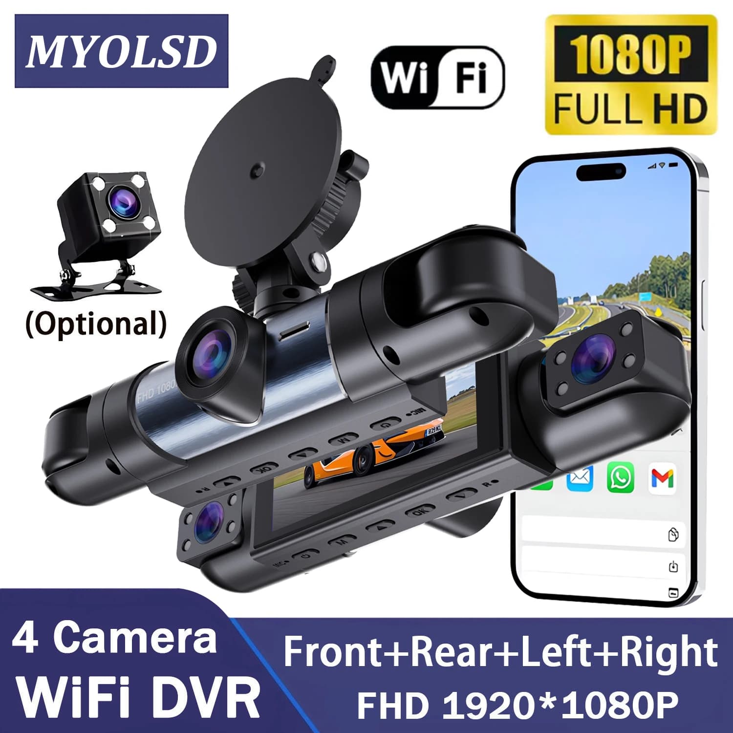 4 Lens 360° Dash cam1080P Video Recorder Car DVR Recording camera Front left right Rear View Auto 4CH dashcam 24H Parking