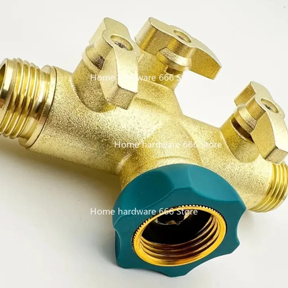 Garden Equipment Copper connector Three-way ball valve, heavy duty distributor, three-way distribution for garden pipes