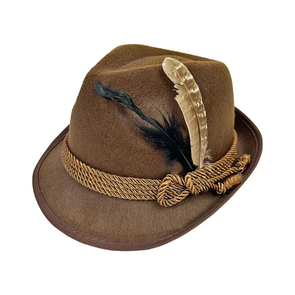 Outdoor Events Dress Up Oktoberfest Hat Fedora Hat Bavarian Feather Decors Hat Jazz Panama Costume Cosplay Cap Men Women
