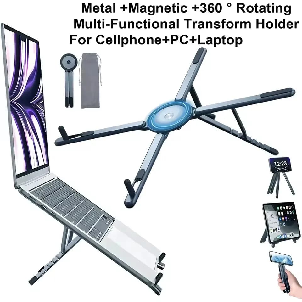 3 in 1 Foldable Magnetic Phone Holder Selfie Stick Tripod Stand for iPhone Samsung iPad Tablet Laptop Desktop Portable Use Stand