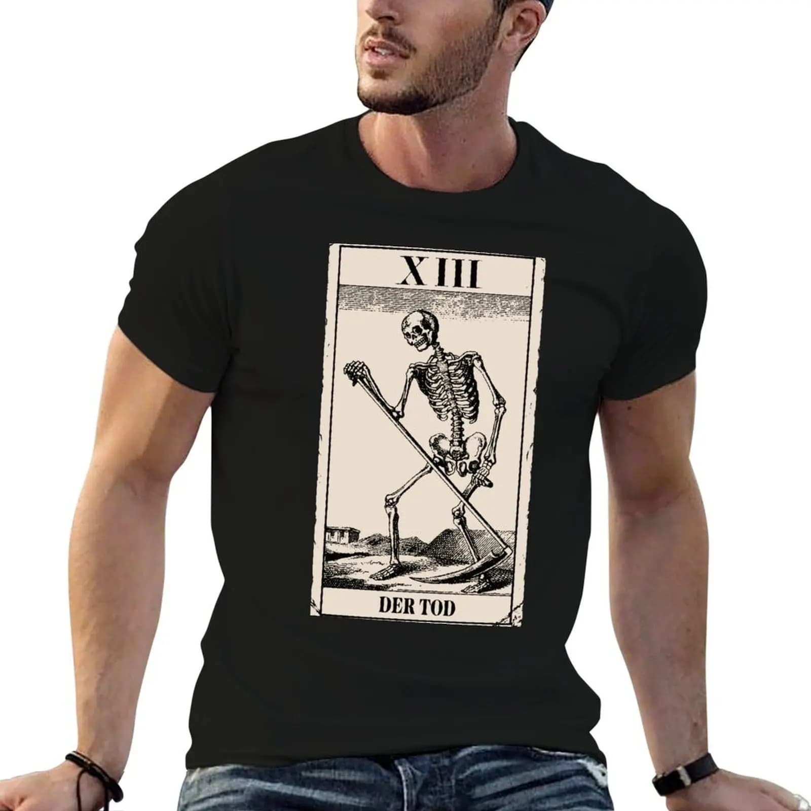 T-shirt The Death / Death Tarot Card, confezione di t-shirt in cotone, t-shirt da uomo, t-shirt casual da uomo