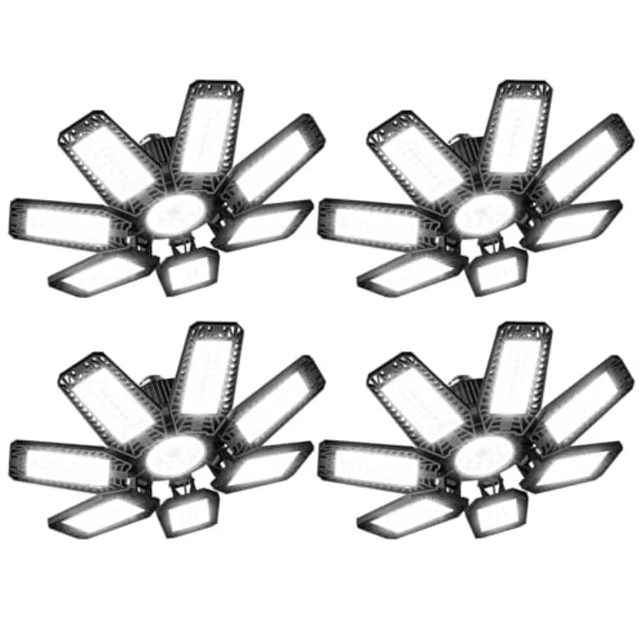 Lampada LED per Garage - 00w 0000LM 500K, Luci LED da Soffitto per Garage con 7+ Pannelli Regolabili, Luci per Officina con Attacco E26 E27