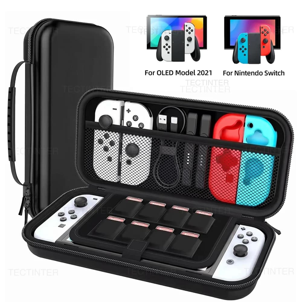 Borsa Portatile per Nintendo Switch e Switch OLED, Custodia Protettiva con 10 Slot per Schede e Accessori NS