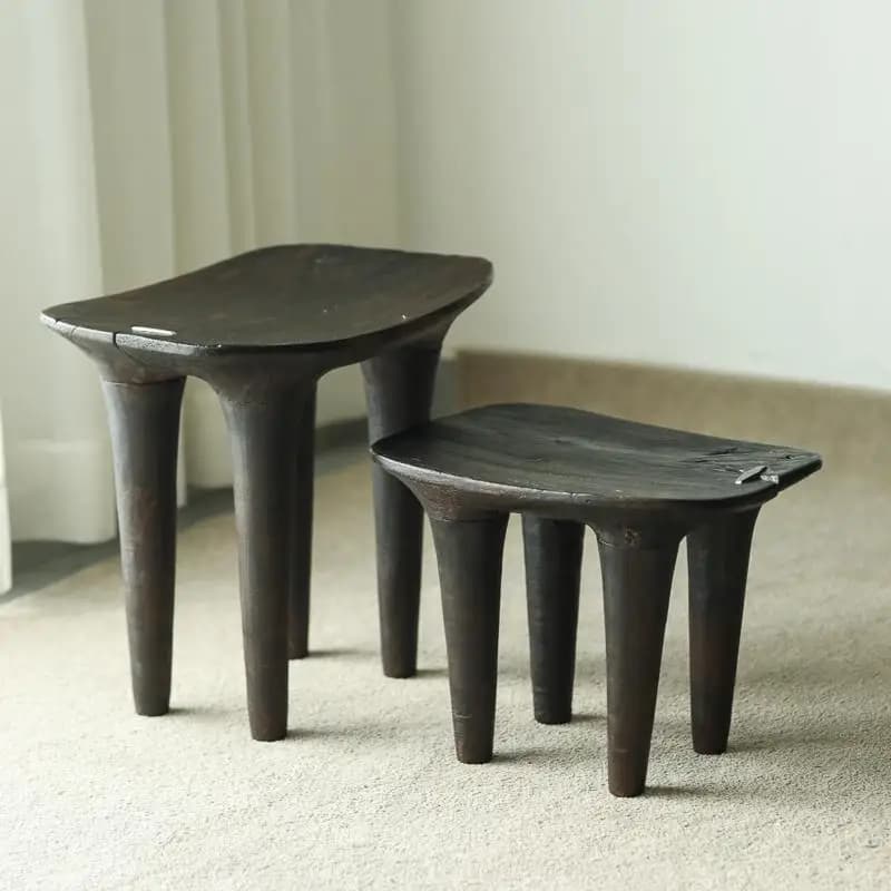 Wabi-Sabi Style Solid Wood Corner Table High-End Unique Low Stool Creative Farmhouse Balcony Table & Homestays Furniture