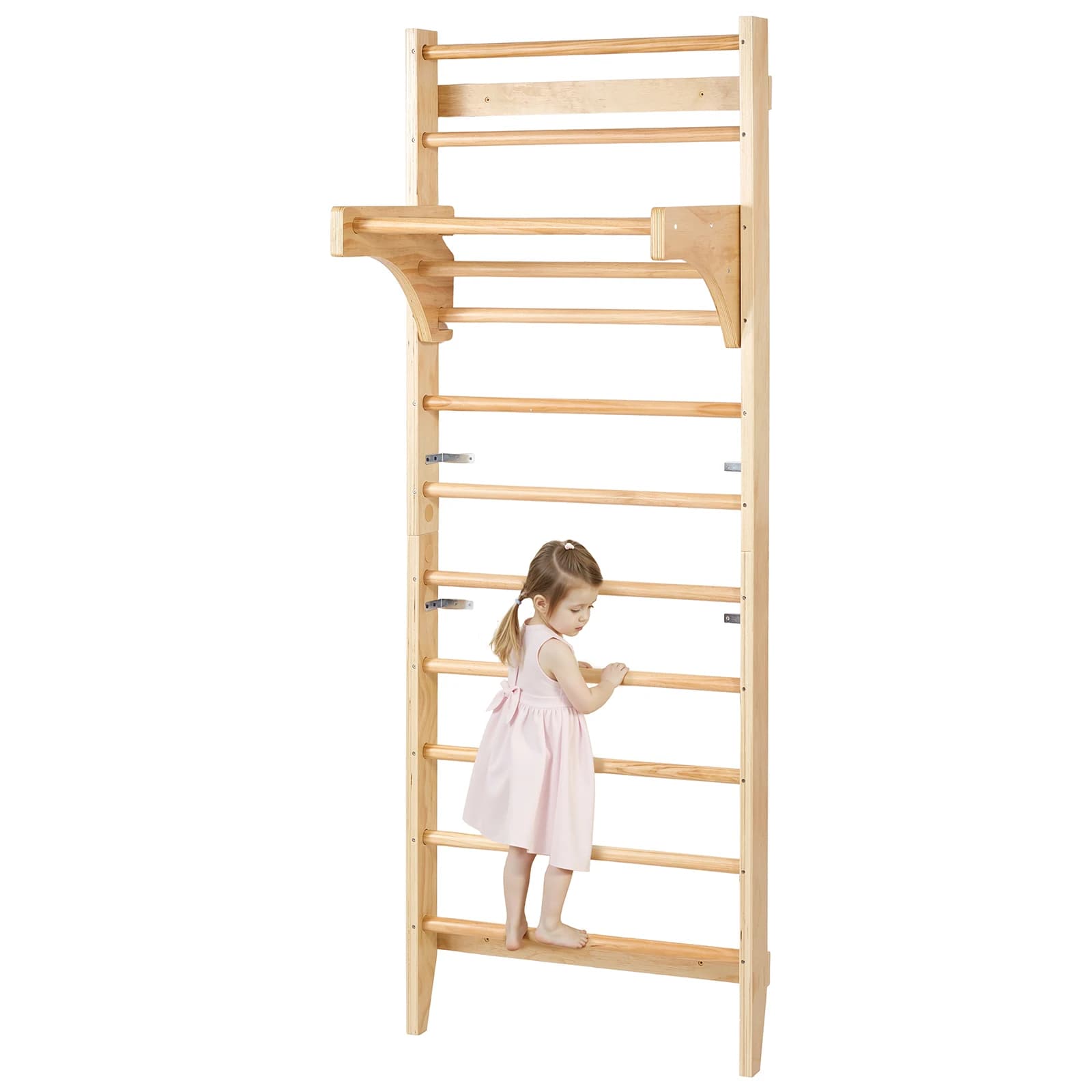 SucceBuy Scala Svedese da Parete 220 libbre, Palestra da Interno in Legno Massello per Bambini, con Barre per Ginnastica e Barra per Trazioni per Ragazzi e Ragazze