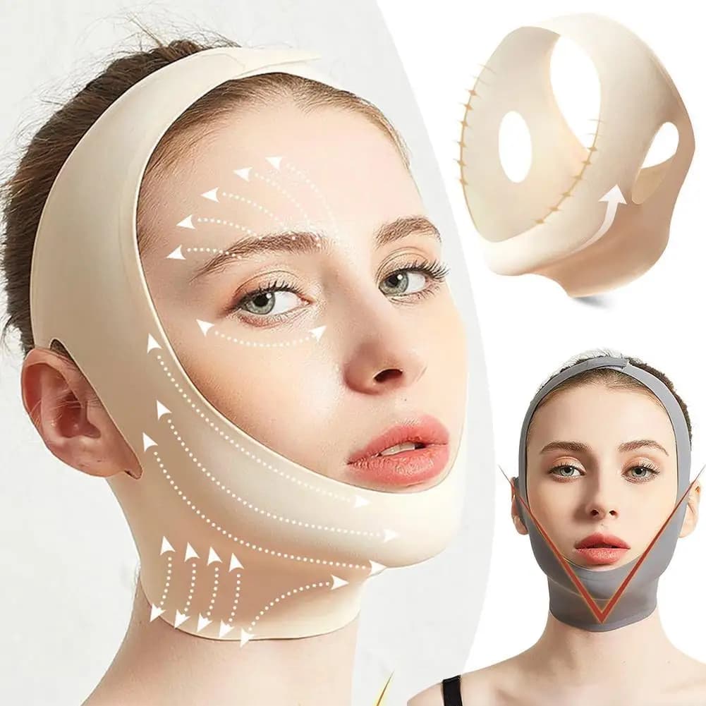 V-shape Lifting Mask for Face, Slimming Belt for Menth and Cheeks, Benda Reusable for Modeling Face Contour, Leather Tool