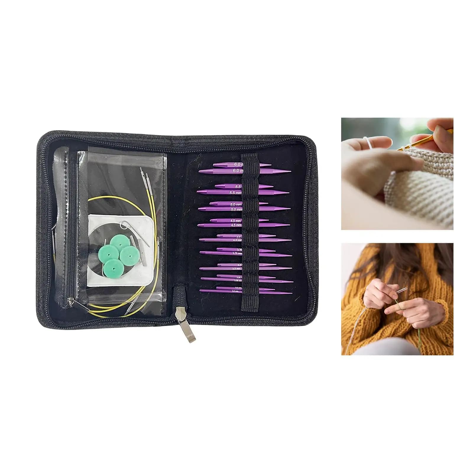 Set per maglieria circolare con custodia Semplice da usare Uncinetto intercambiabile artigianale in alluminio per cucito di maniche domestiche