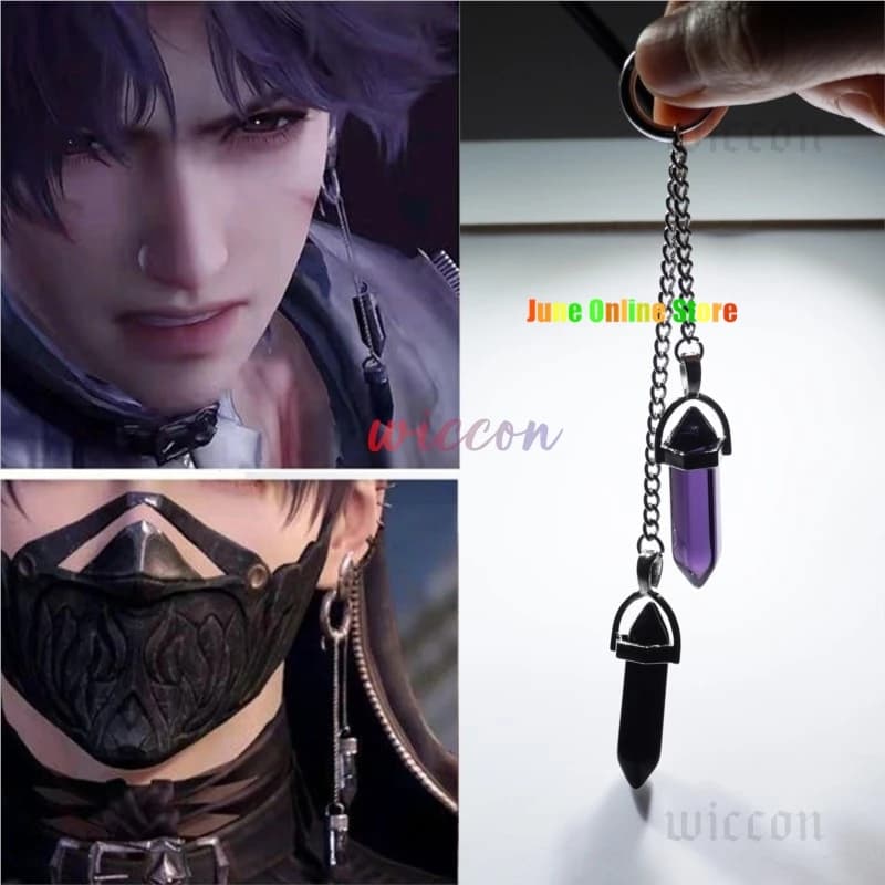 Gioco Love and Deepspace Rafayel Cosplay Orecchino Unisex Piercing Eardrop Gotico Punk Ametista Clip per orecchio Accessori per gioielli
