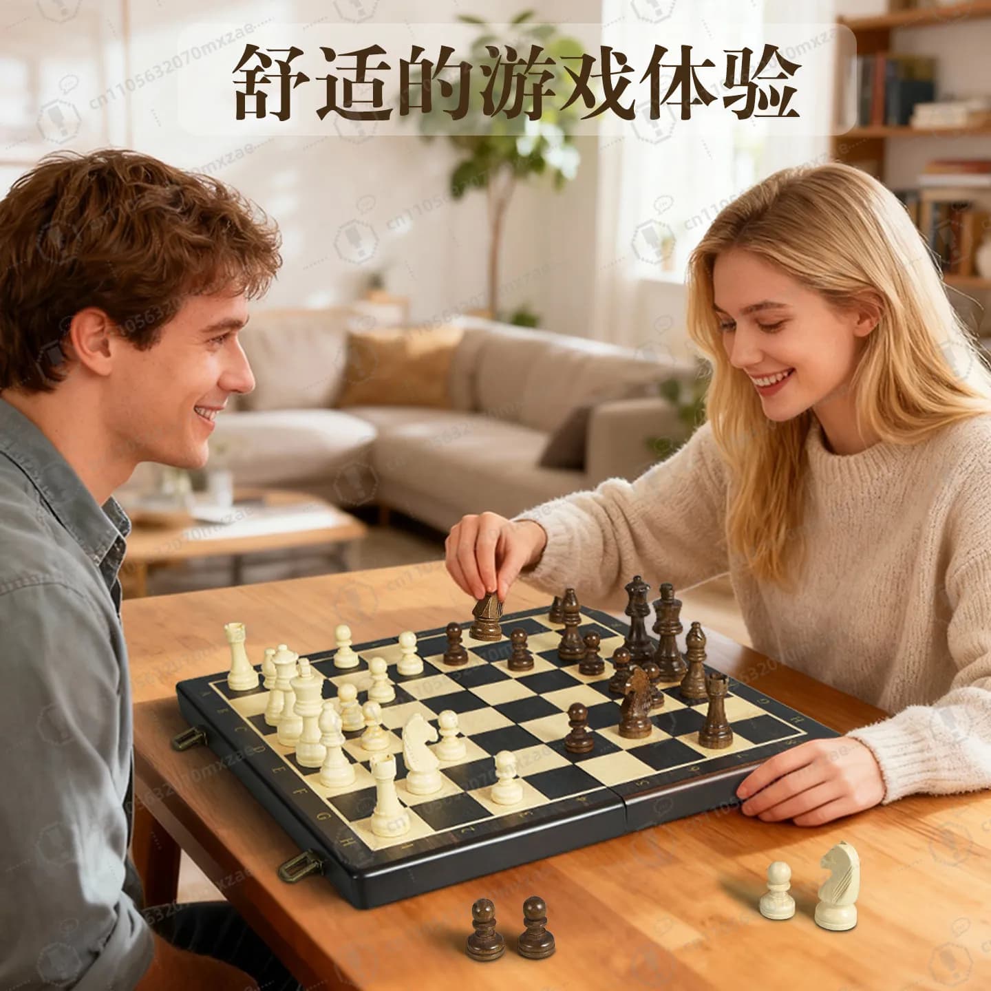 Set di scacchi internazionali in legno, magnetico, portatile, con scacchiera grande, ideale per competizioni e uso domestico.