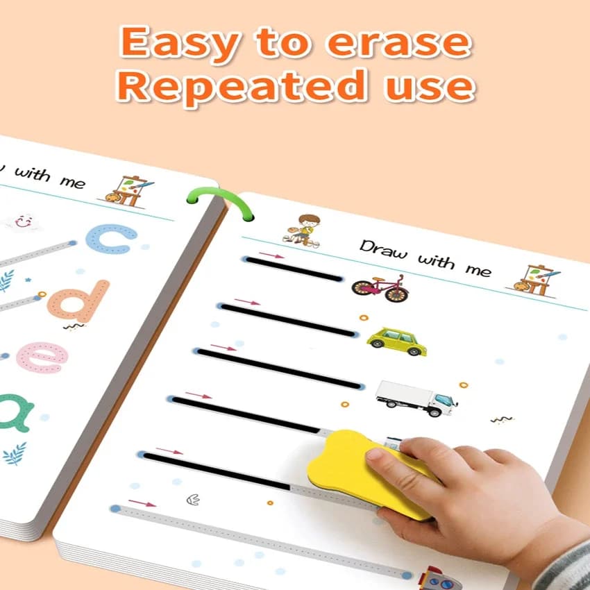 Libro di formazione riutilizzabile per il controllo della penna per bambini Quaderno di esercizi di tracciamento magico Quaderno di pratica di calligrafia educativa Montessori
