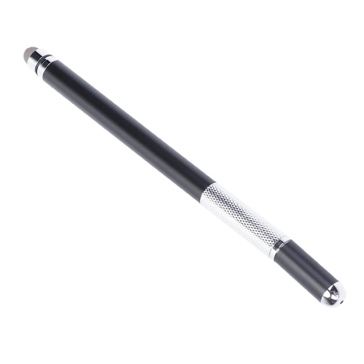 Penna Stilo Capacitiva Universale in Metallo Nero con Doppia Punta per Telefoni e Tablet, per Scrittura, Disegno, Prendere Appunti e Giochi