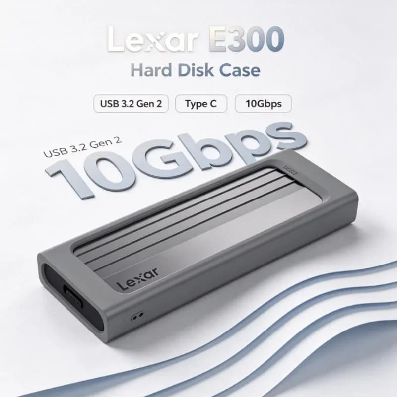 Lexar E300 M.2 SSD Enclosure NVMe SSD Housing USB 3.2 Gen 2 Type C for 2230/2242/2260/2280 Mobile External Hard Disk