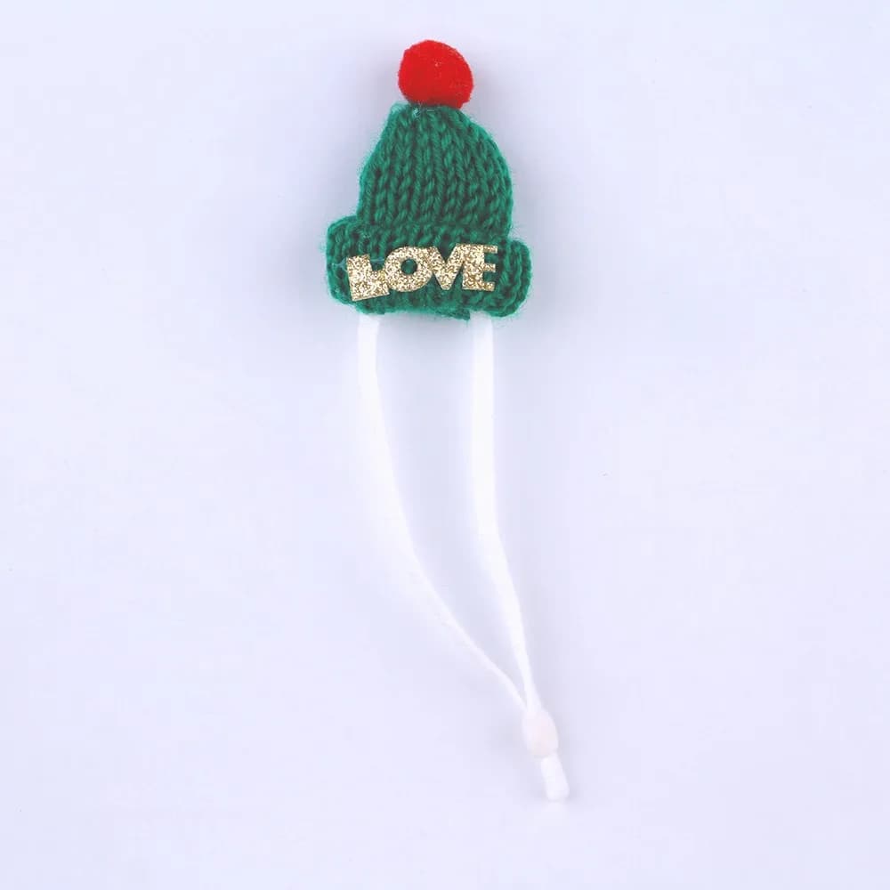 Adjustable Hamster Christmas Hat Pom-Pom Top Lightweight Santa Beanie Gold Glitter Soft Pet Costume Headwear Small Pets