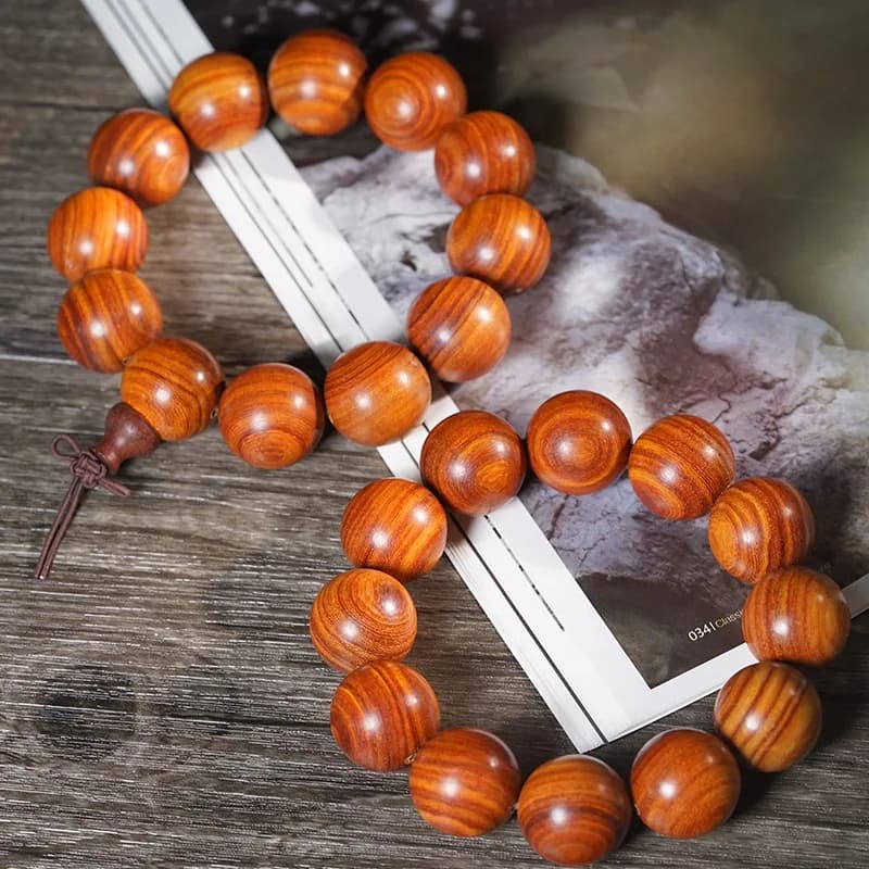 Bracciale con perline di preghiera a grana dritta della Zambia africana. Squisito ornamento di gioielli unisex da collezione artigianali