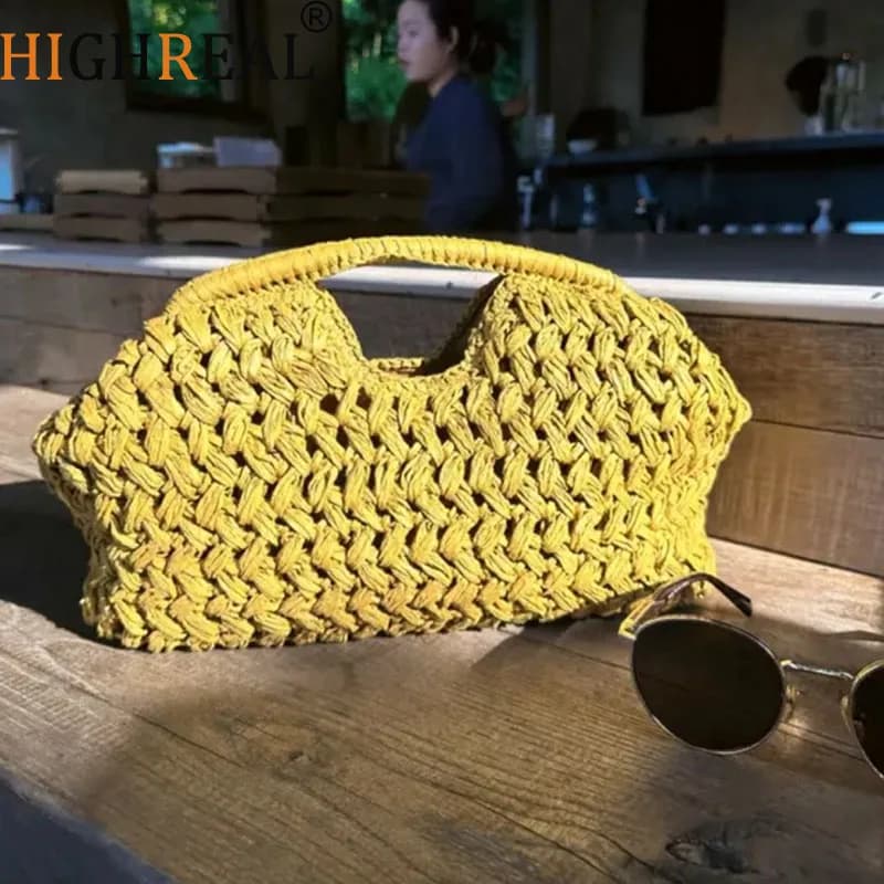 Elegante borsa da donna intrecciata a catena Borsa a tracolla in paglia Borsa da spiaggia a tracolla in rafia alla moda Nuova borsa da donna versatile estiva