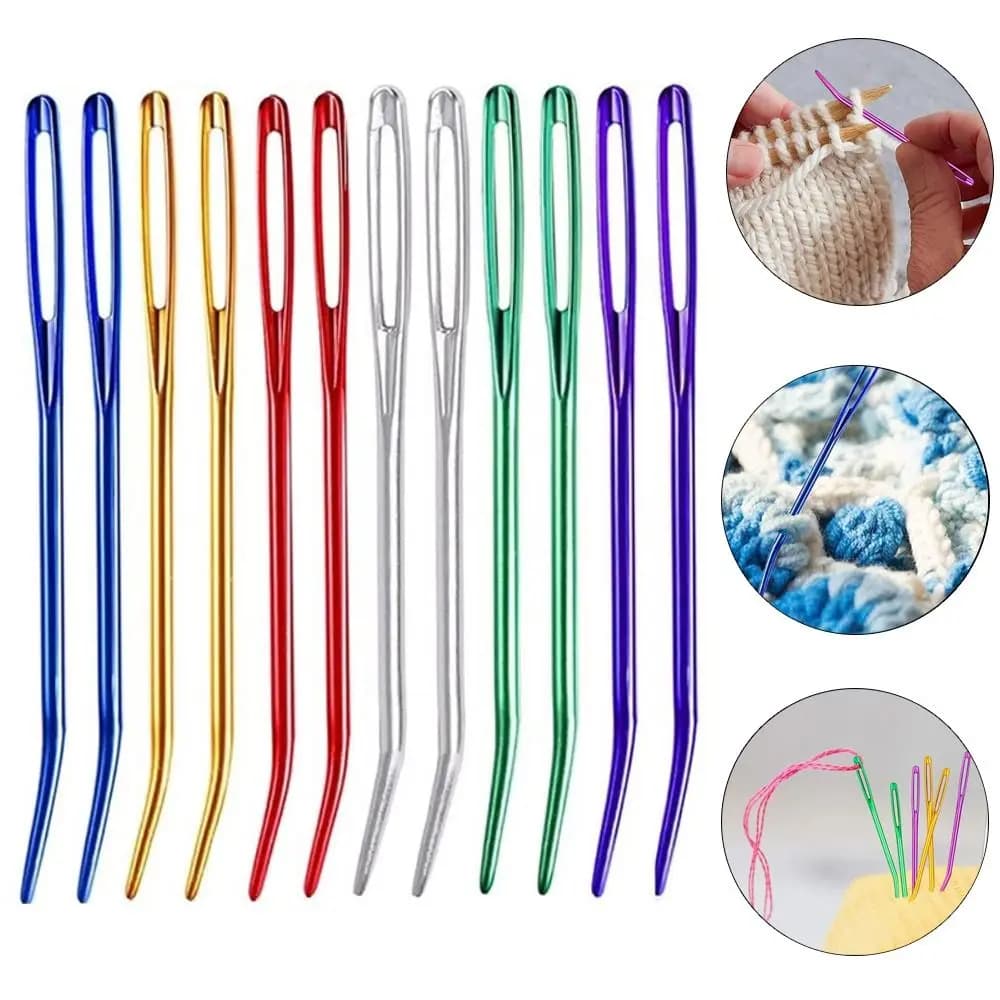 Uncinetti Punta piegata Ago piegato per occhi grandi Aghi per maglieria multidimensione in alluminio Aghi per uncinetto Sciarpa