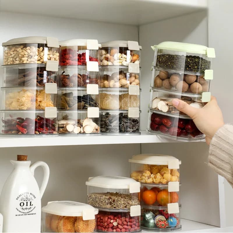 Scatola per spezie trasparente da cucina Lattine per condimenti da cucina Contenitori per alimenti Scatola per conservazione Articoli per la casa Scatola di immagazzinaggio