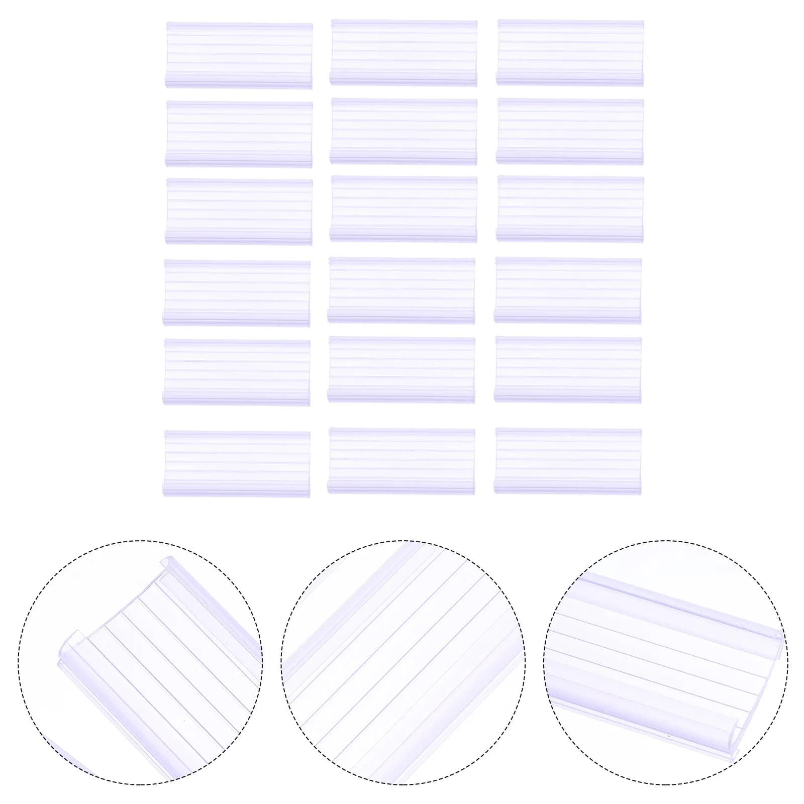 20 Pezzi Portaetichette Curvi Trasparenti in PVC, Espositori in Plastica Trasparente per Prezzi al Dettaglio, per Scaffali di Supermercati e Negozi
