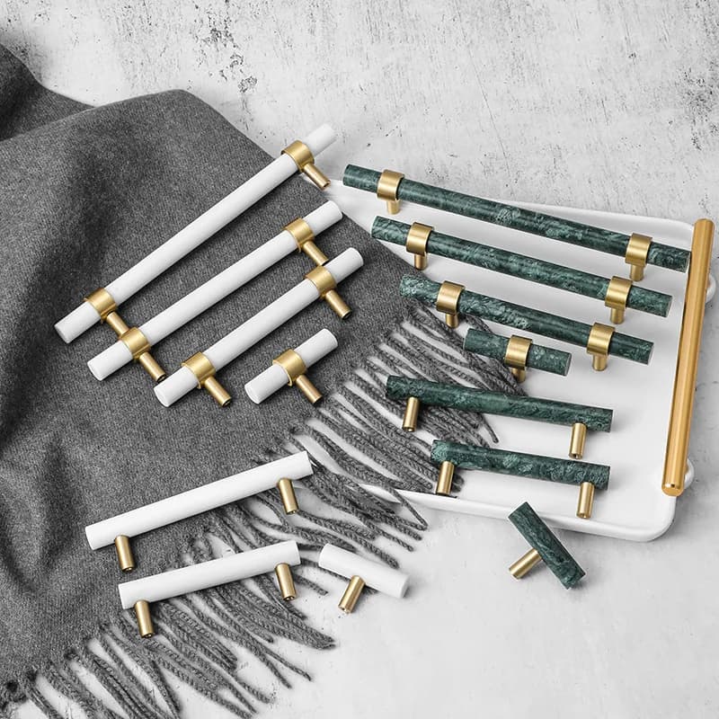 LCH stile nordico Hardware di lusso in ottone massiccio pomello per armadietto in marmo naturale maniglie per mobili
