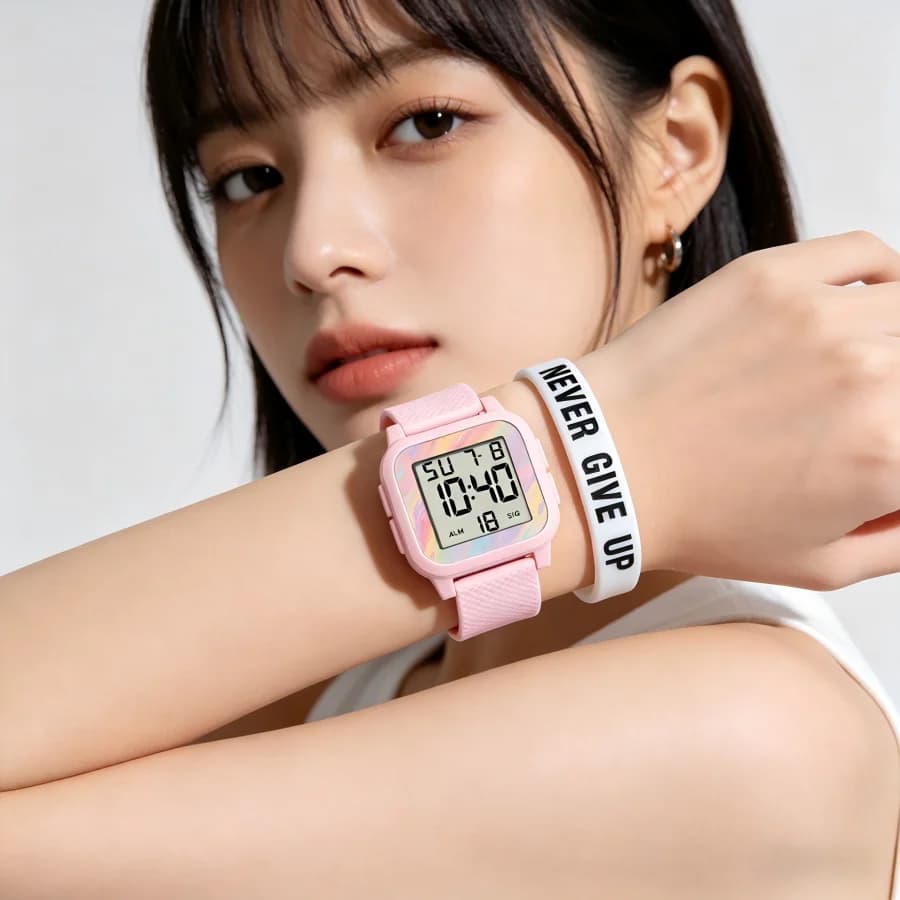 MAYZHISU Orologi da donna alla moda con bracciale, orologi elettronici sportivi casual, orologio digitale a LED impermeabile e luminoso per ragazze