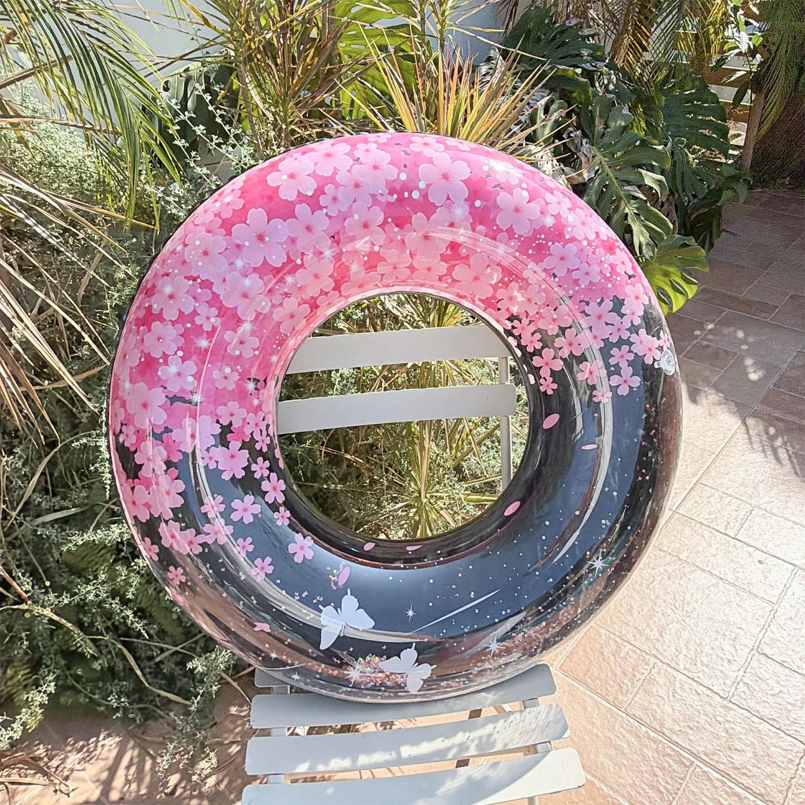 Tubo Gonfiabile Galleggiante a Forma di Fiore di Ciliegio, Ciambella Gonfiabile Rotonda per Piscina, Tubi Galleggianti per Sport Acquatici e Spiaggia