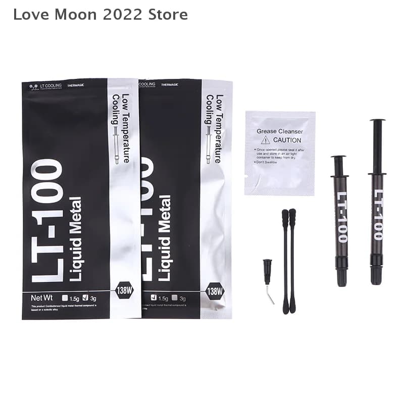1Pc 1.5g/3g LT-100 138W Metallo Liquido Pasta Termica CPU GPU Scheda Grafica CPU Laptop Raffreddamento Conduttivo Grasso Al Silicone Copriletto