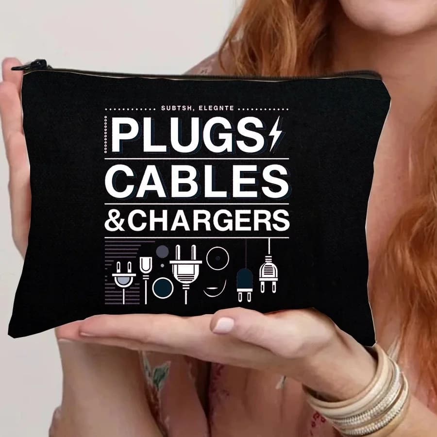 PLUGS CABLES & CHARGERS Borsa per il trucco Simpatico piccolo organizer Custodia con cerniera Custodia per cavi Borsa per cosmetici Regalo di compleanno