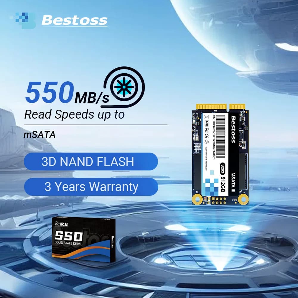 Bestoss mSATA SSD 128GB 256GB 512GB 1TB 6Gb/s SATAIII HDD interni Dischi rigidi solidi Disco rigido SSD per Hp Laptop Desktop