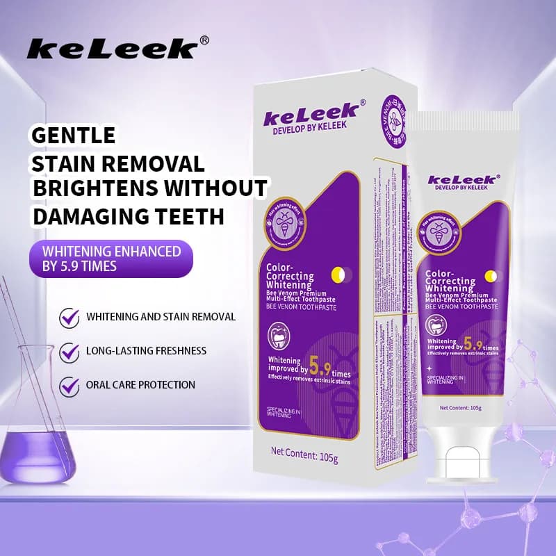 KELEEK Bee Venom Multicolor Repair Whitening Toothpaste 105g Mint Flavor Deep Clean Stain Removal Brighten Teeth Refresh Breath