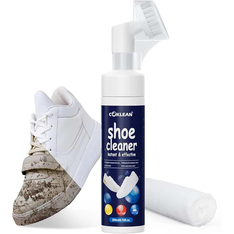 Detergente per scarpe da ginnastica senza acqua, kit detergente per scarpe bianche Schiuma da 6,76 OZ per scarpe da tennis, corsa, golf, PU, nabuk, suola