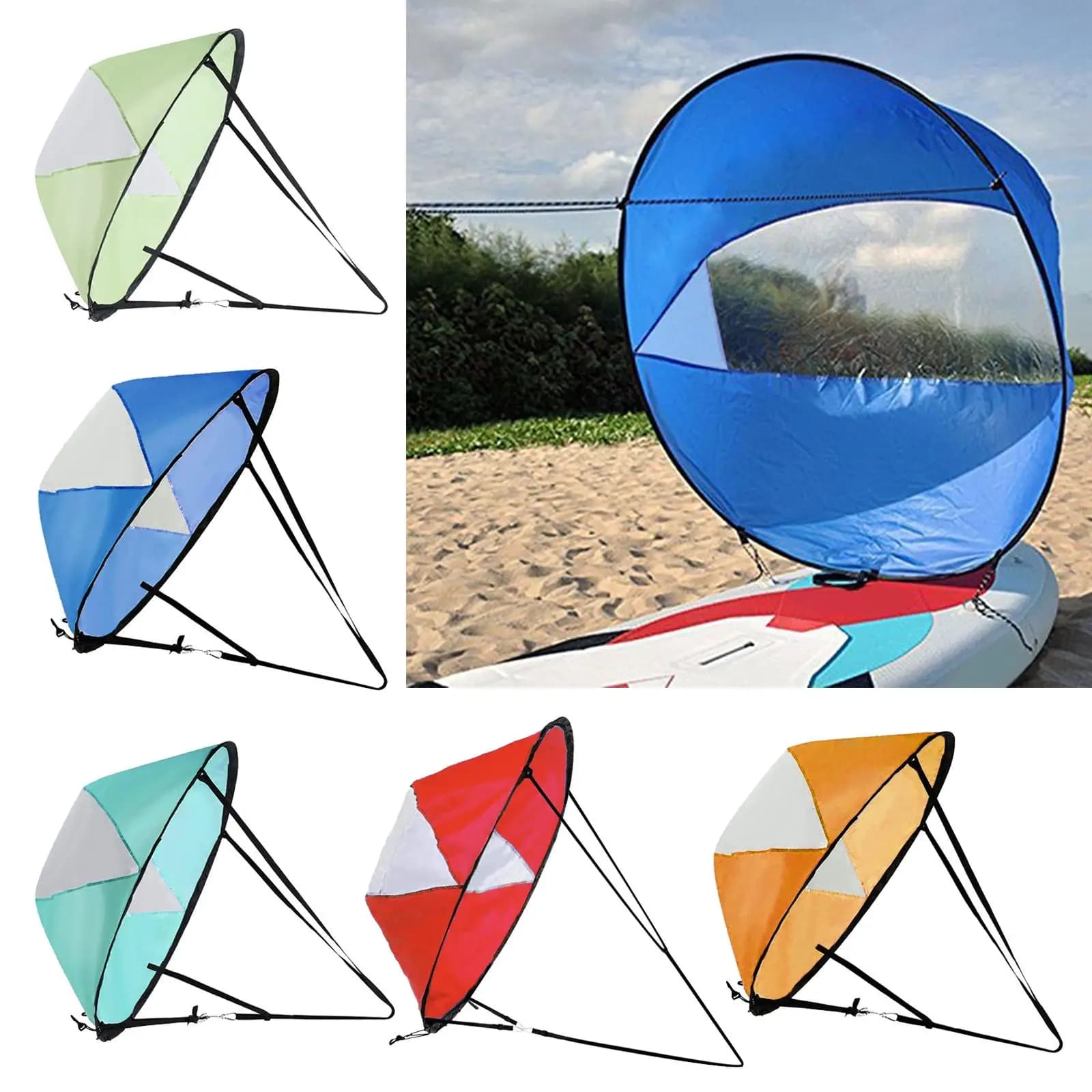 Vela da vento sottovento per kayak, tavola da paddle pieghevole da 42 pollici Windsurf con dimensioni trasparenti: 108x108 cm/42,52x42,52 pollici