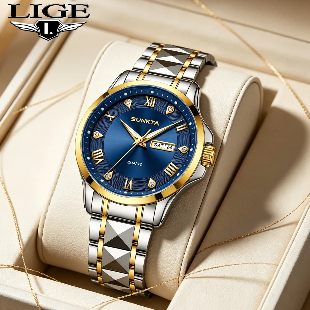LIGE New Blue Watch Man Unique Digital Small Dial Fashion Quartz Wristwatches Mens Automatic Watches Men Gifts Clock Reloj Hombr