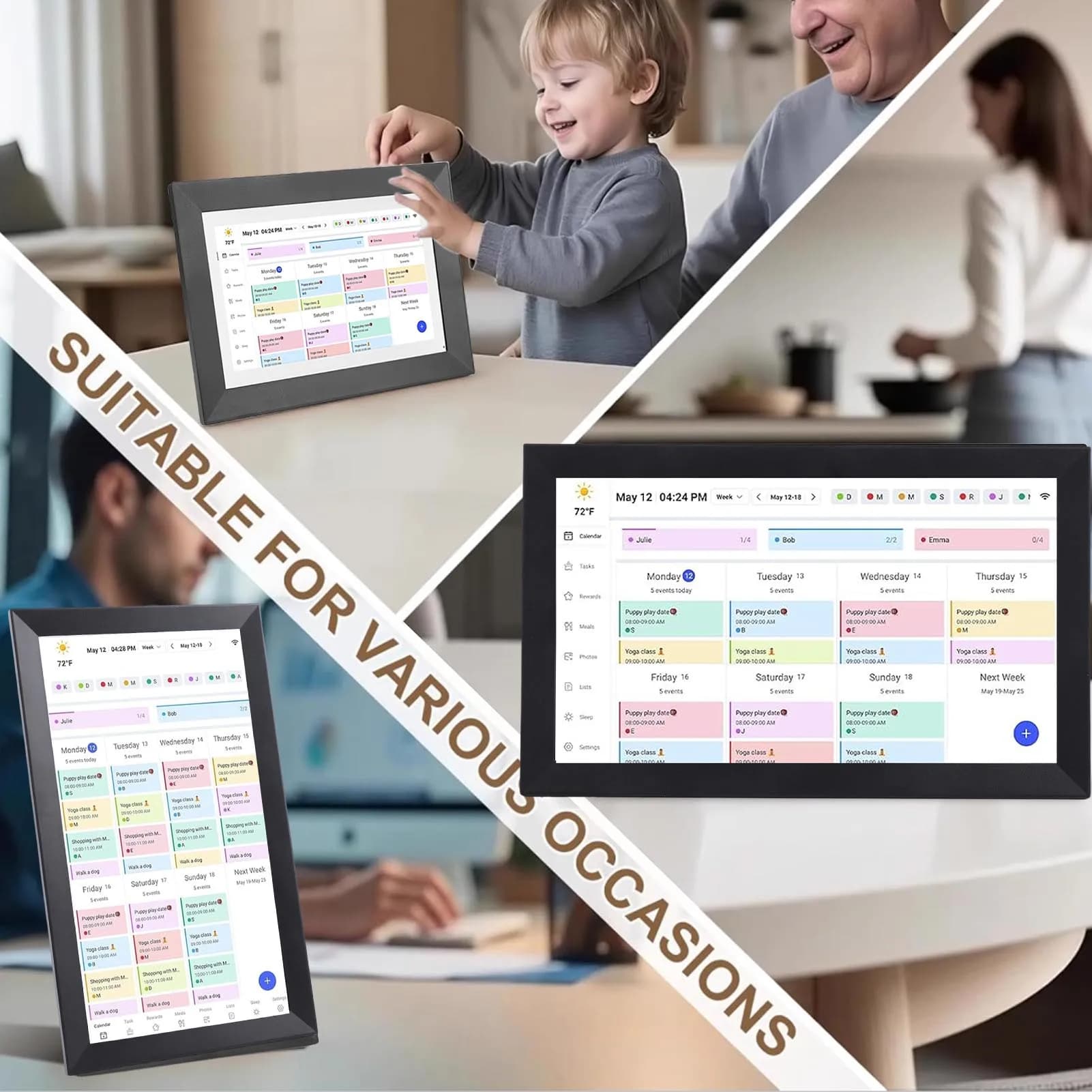 Calendario Digitale Intelligente 15.6 Pollici Touchscreen WiFi 1080P HD Display Interattivo da Parete con APP e Memoria 32G