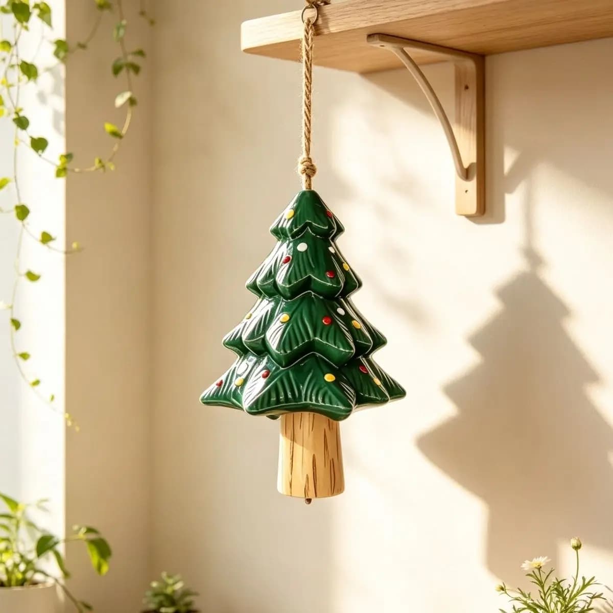 Handmade Ceramic Christmas Tree Wind Chime Pendant Indoor And Outdoor Holiday Versatile Landscaping Universal Decoration