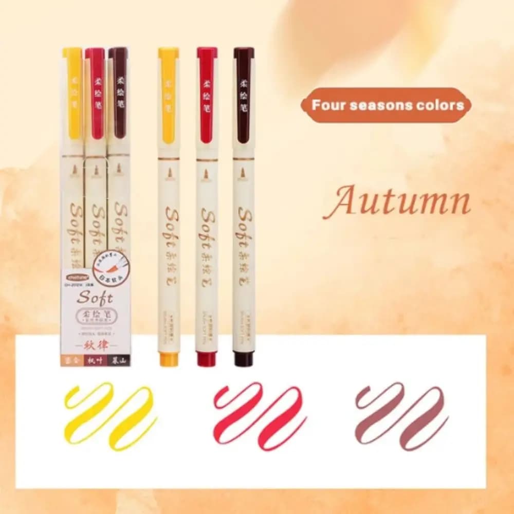 3Pcs/Set Crafts Soft Head Calligraphy Pen Soft Tip Soft Head Calligraphy Practice Pen Cute Colorful Greeting Card Pen Kids