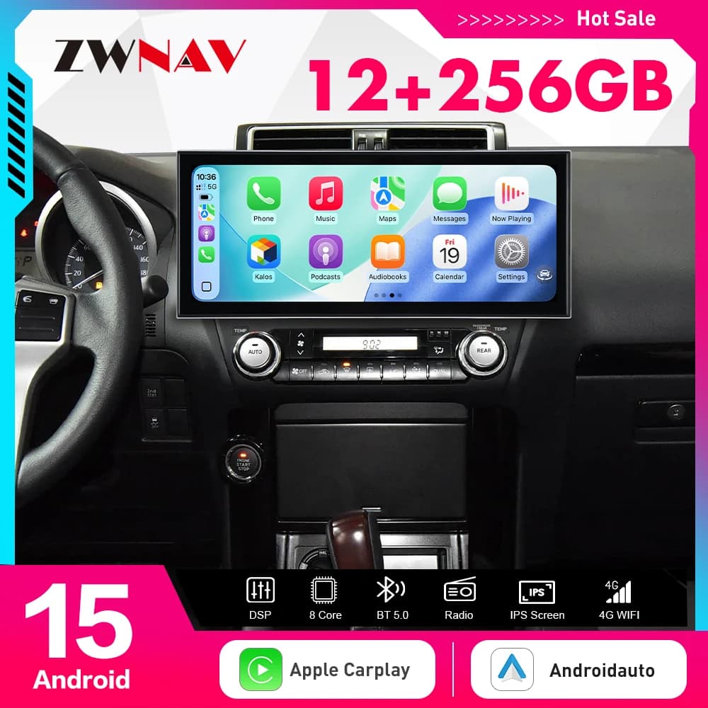 15.8 inch Carplay Car Radio Touch Screen Android15 For Toyota Prado 2010-2020 GPS Navigation Multimedia Player Head Unit Auto