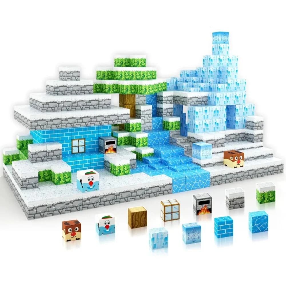 Giocattoli Montessori STEM Ice Snow World, 680 Pezzi di Piastrelle Magnetiche, per Bambini dai 3-8 Anni, Blocchi da Costruzione per Gioco Creativo e Sensoriale