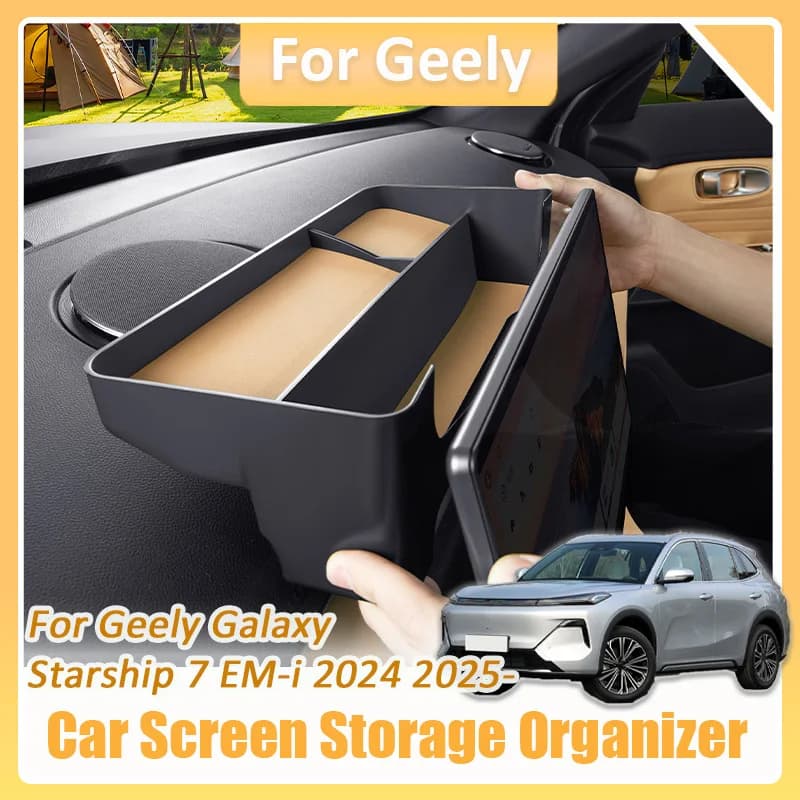 Per Geely Galaxy Starship 7 EM-i 2024 2025 Console centrale Organizer Scatola di immagazzinaggio antiscivolo Vassoio personalizzato dietro lo schermo di infotainment
