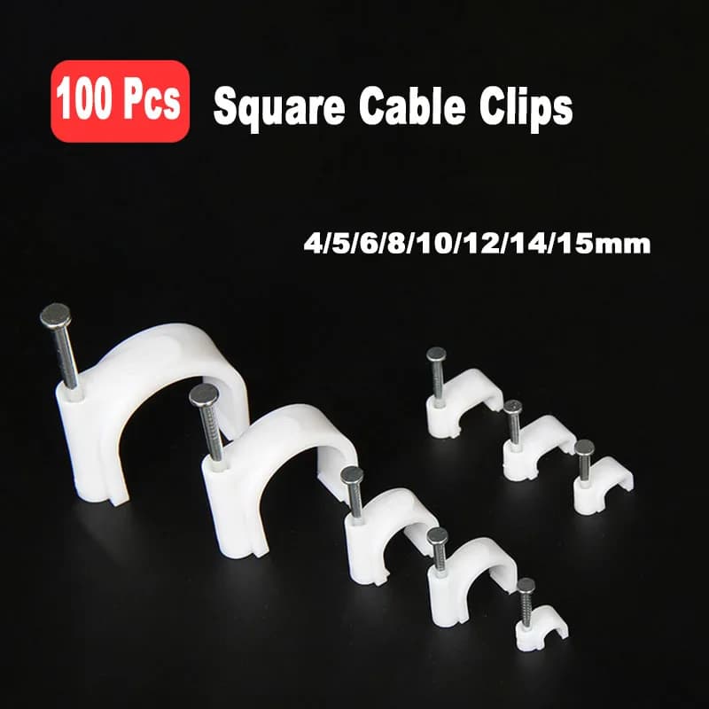 Clip per Cavi a Forma di U con Chiodi in Acciaio 4/5/6/8/10/12/16mm, Morsetti per Gestione e Fissaggio Cavi, 100-500 Pezzi