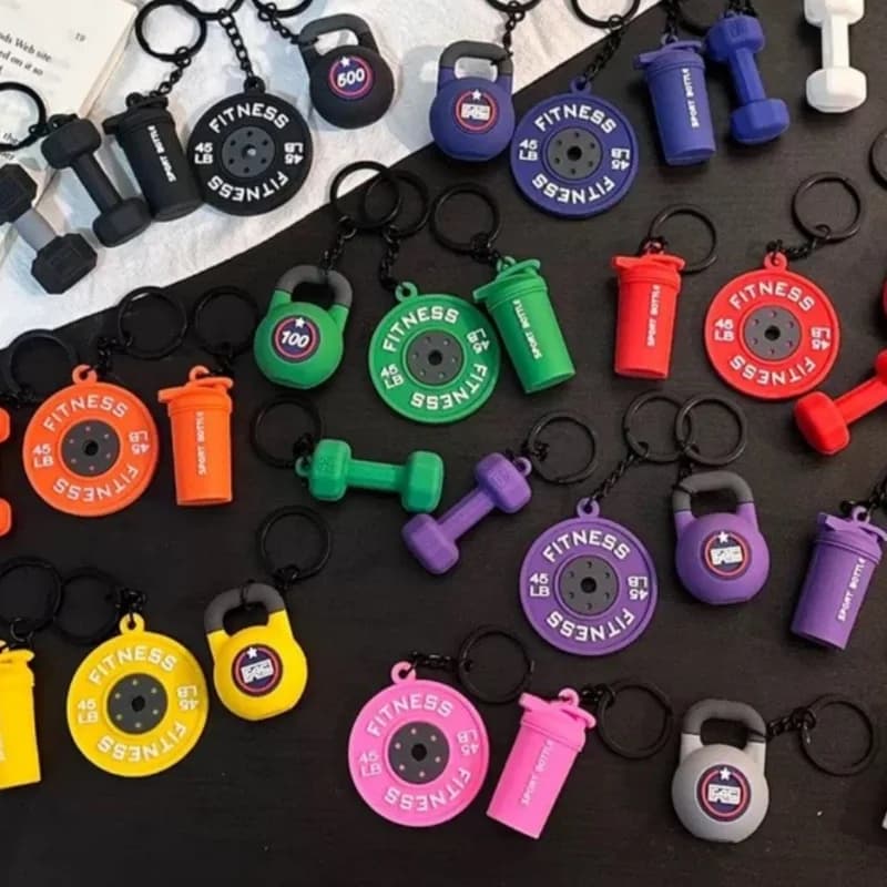 New DIY 2026 Gym Keyring in Handlebar Shape, Kettlebell Shaped Single Keyring, Fitness Trainer Backpack Pendant, Gym Lovers Gifts