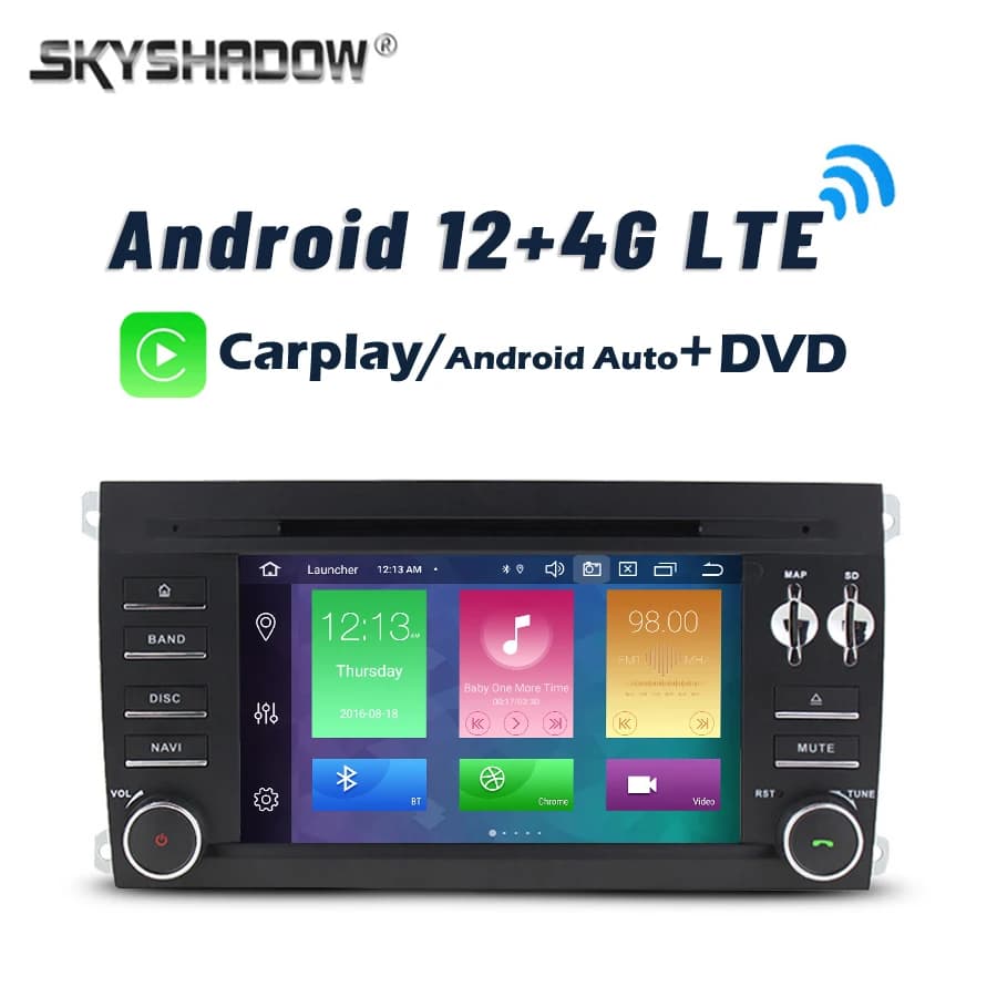 Lettore DVD Carplay DSP per auto IPS LTE Android 12.0 8GB + 128GB 8Core Wifi GPS Mappa RDS Radio Bluetooth per Porsche Cayenne 2003-2010